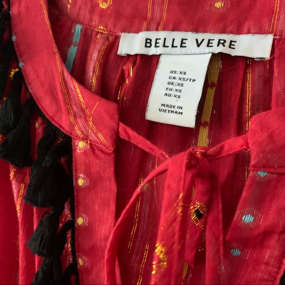 BELLE VERE red bohemian top - Picture 2 of 5